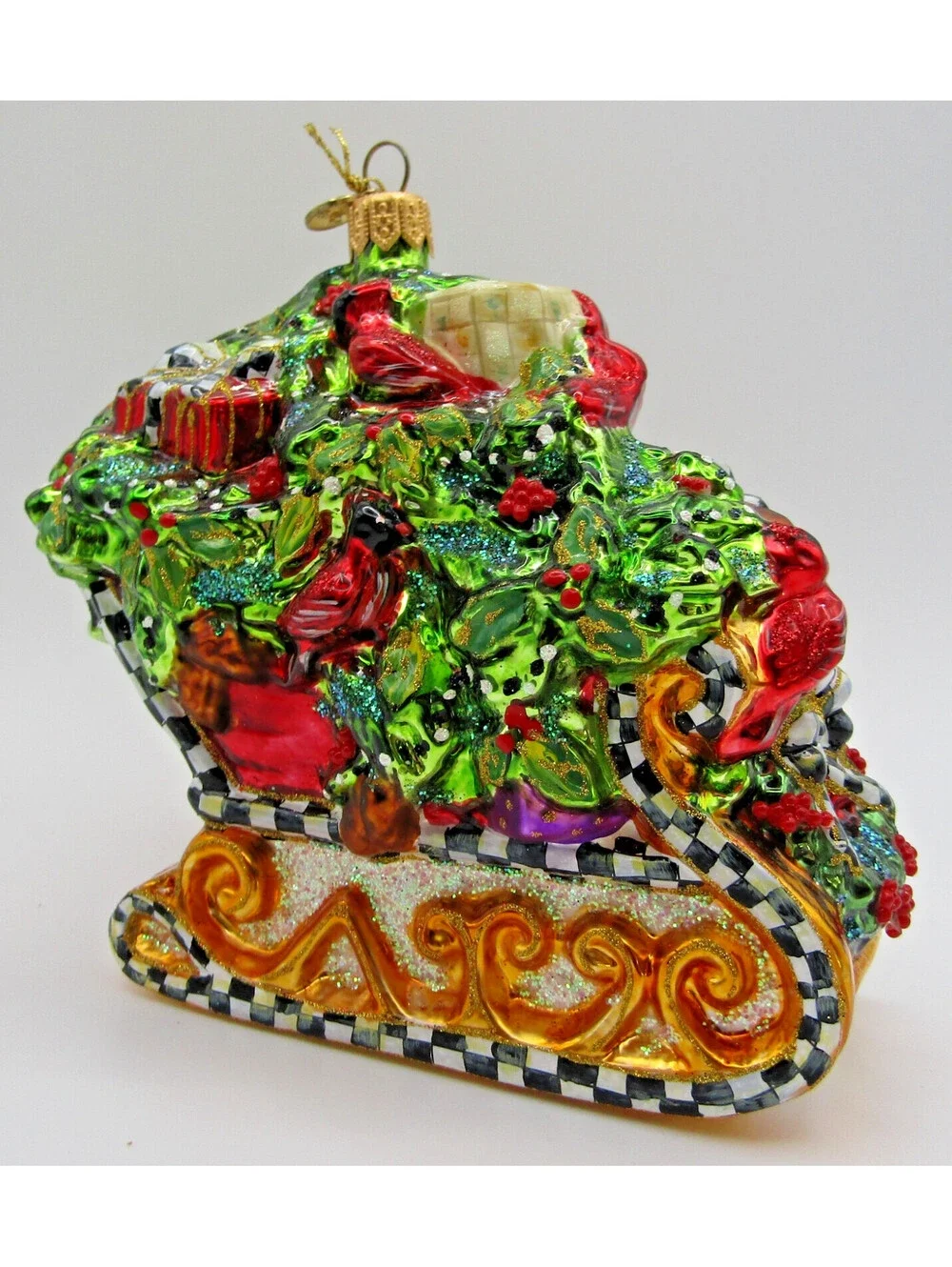 MacKenzie-Childs Holly Sleigh Ornament Poland 53913-28 with Tag and Box